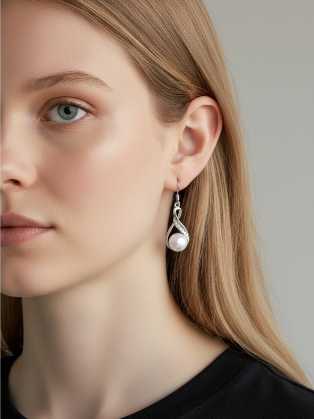 10/15 Pearl Drop Silver-Tone Dangle Earrings - White Pearl